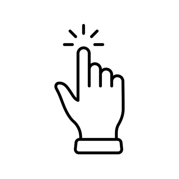 Drücken Sie Die Geste Der Computermaus Zeigefinger Black Line Icon — Stockvektor