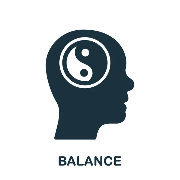Yin Yang Ingresar Icono Silueta Cabeza Humana Equilibrio Paz Bienestar — Vector de stock
