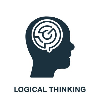 İnsan Kafasındaki Labirent, Mantıklı Düşünen Siluet Simgesi. Zihinsel Çember Labyrinth Glyph Pictogram. Psikoloji Katı İşareti. Yaratıcı İç Entelektüel Süreç Sembolü. İzole Vektör İllüstrasyonu.