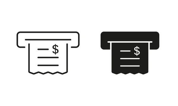 Köp Kvitto Financial Paper Line Och Silhouette Icon Set Betalning — Stock vektor