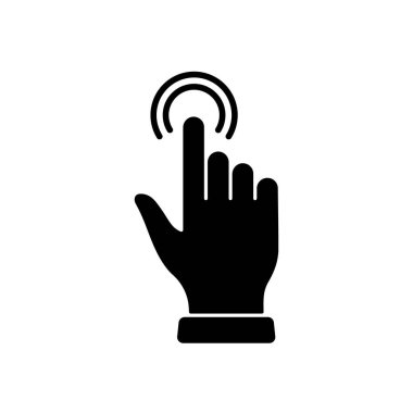 Çift Tıklama Hareketi, Bilgisayar Fare Siyah Siluet Simgesinin El İmleci. İşaretçi Parmak Glyph Pictogram. Siberuzay Web Sitesi Tabelasına Çift Tuş Noktası Tuşunu Geçir. İzole Vektör İllüstrasyonu.