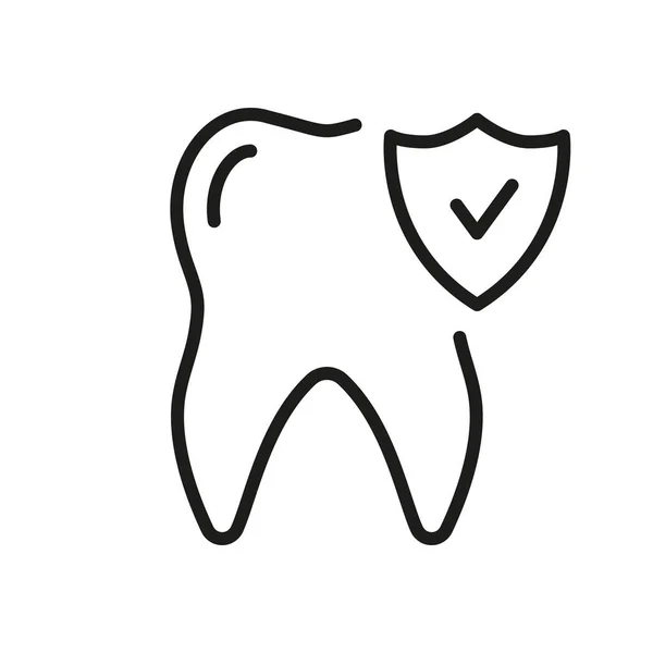 Diş Sigorta Hattı Simgesi Diş Koruma Hijyen Çizgisel Piktogram Tıbbi — Stok Vektör
