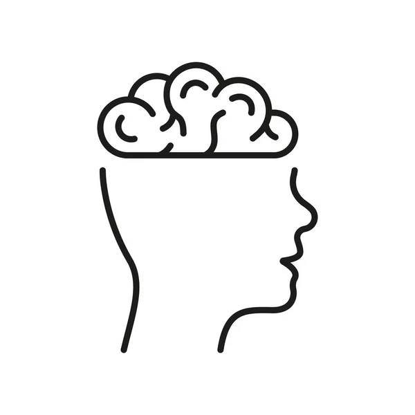 Piktogram För Mänsklig Hjärnlinje Medicinsk Neurologi Psykologi Tecken Mänsklig Huvudanatomi — Stock vektor