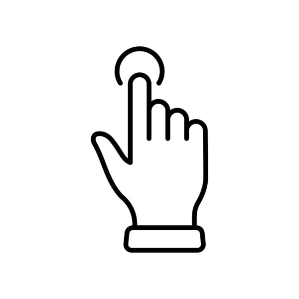 Klicka Gesture Datormus Pointer Finger Black Line Ikonen Markör Hand — Stock vektor