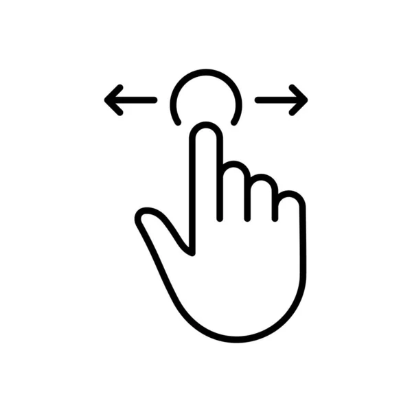 Wischgeste Der Computermaus Zeigefinger Black Line Icon Cursor Hand Lineares — Stockvektor