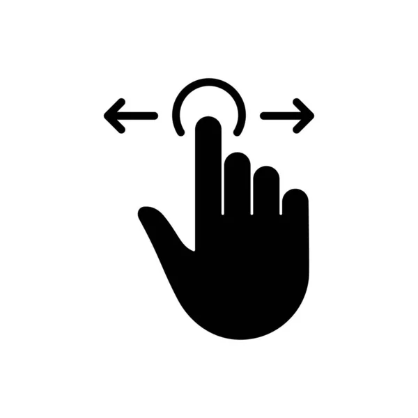 コンピュータマウスブラックシルエットアイコンのスワイプジェスチャー ハンドカーソル 指のグリフピクトグラムをポインタします ダブル プレス タッチ ポイント をクリックします 絶縁ベクトルイラスト — ストックベクタ