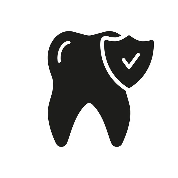歯の保護と衛生シルエットアイコン 口腔医療 歯科保険グリフピクトグラム 歯の防衛 歯科治療固体標識 歯のシンボル 絶縁ベクトルイラスト — ストックベクタ