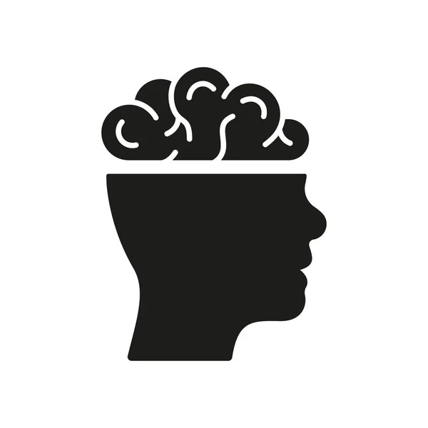 Kunskap Minne Sinne Intelligens Glyf Ikon Piktogram För Mänsklig Hjärna — Stock vektor