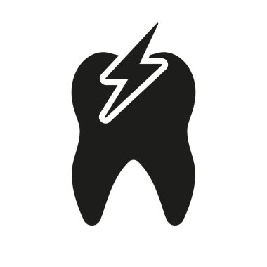 Diş Ağrısı Siluet Simgesi. Diş tedavisi somut bir işaret. Diş ağrısı var. Dişçi Sembolü. Oral Sağlık Sorunu: Glyph Pictogram. Diş Ache, Duyarlılık ya da Acı verici. İzole Vektör İllüstrasyonu.