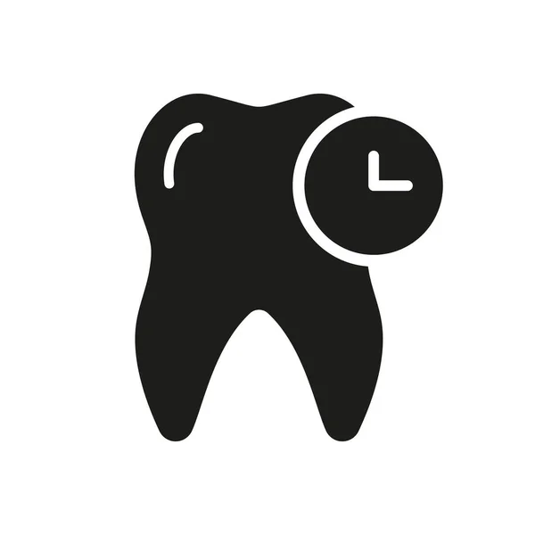 Зуб Годинником Ортодонтичний Стоматолог Призначення Силует Значок Час Перевірити Стоматологічне — стоковий вектор