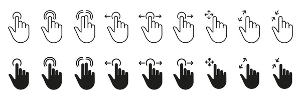 Curseur Ordinateur Pointeur Icône Set Hand Finger Digital Mouse Click — Image vectorielle