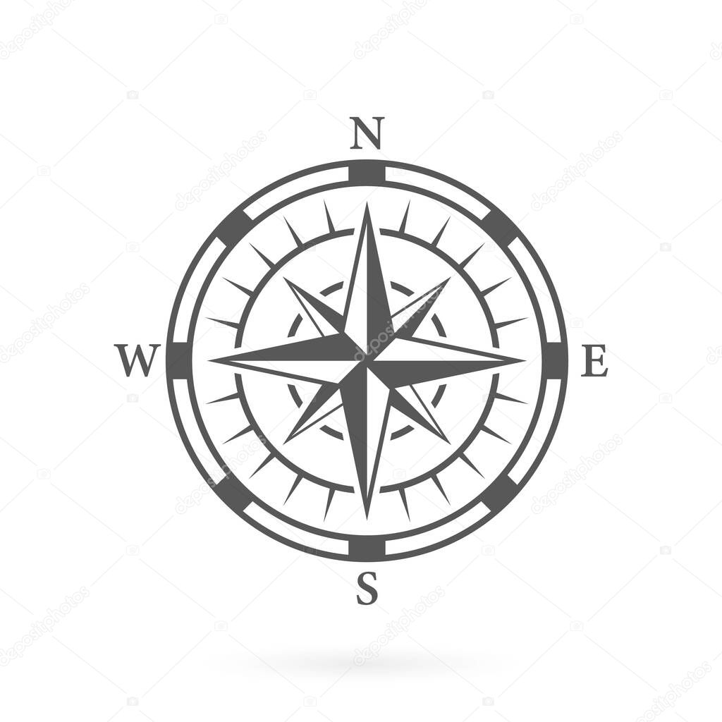 Compass Map Silhouette Icon. Rose Wind Navigation Retro Equipment Glyph Pictogram. Adventure Direction Arrow to North South West East Orientation Navigator Modern Sign. Isolated Vector Illustration.