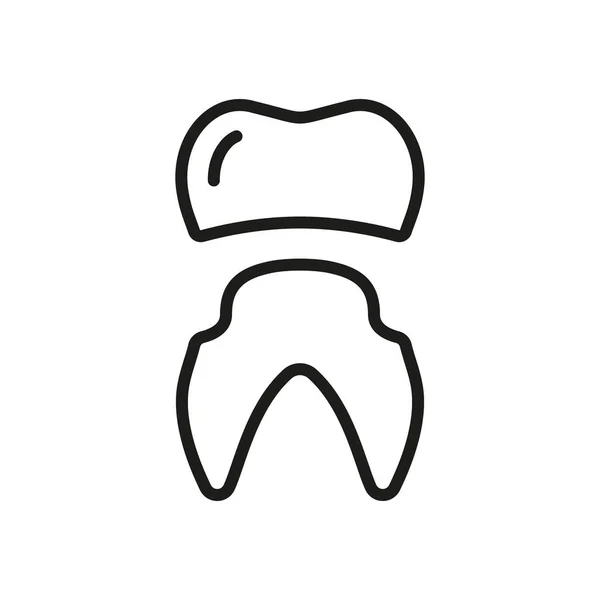 Zubní Korunka Ikona Zub Medical Crown Linear Pictogram Implantát Ochranu — Stockový vektor