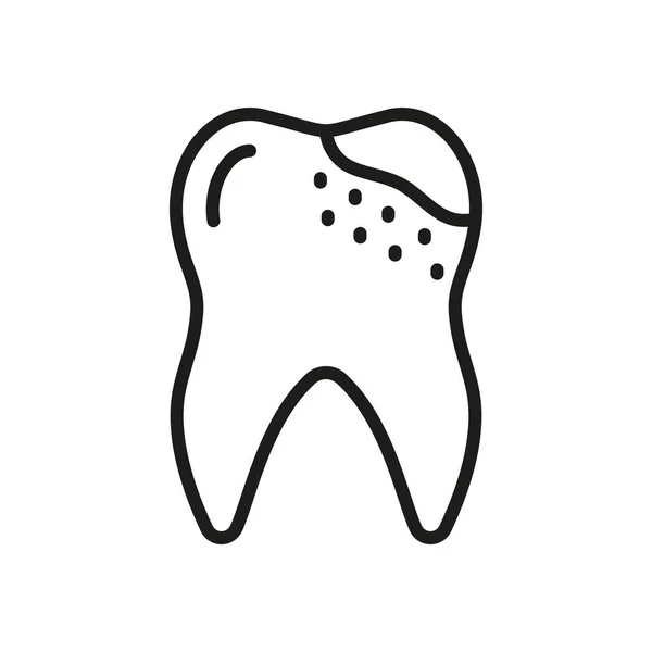 Икона Линии Кариес Линейная Пиктограмма Медицинского Ухода Зубами Проблема Ортодонтическими — стоковый вектор