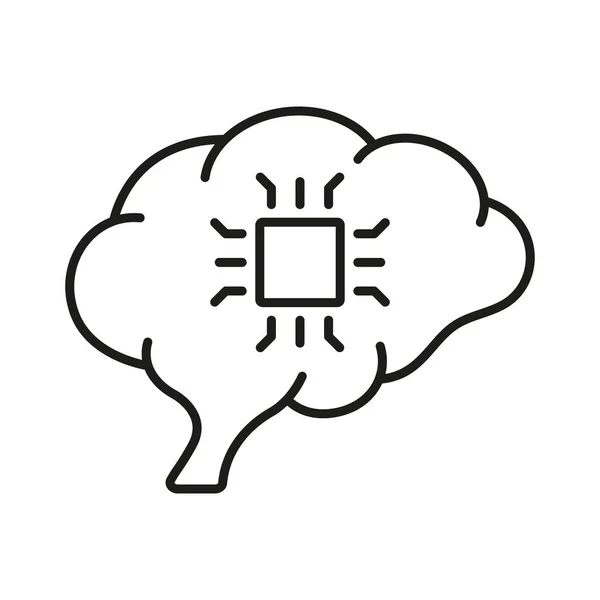 Human Brain Network Chip Technology Linear Pictogram Innovation Neuroscience Koncept — Stock vektor