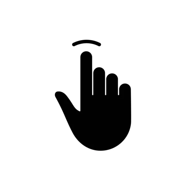 Knacka Gesture Hand Markör Datormus Svart Siluett Ikonen Klicka Double — Stock vektor