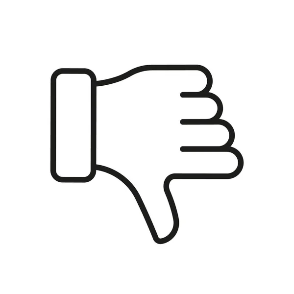 Icône Ligne Pouce Vers Bas Dislike Finger Gesture Social Media — Image vectorielle