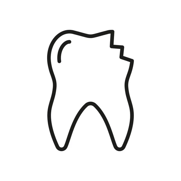 Tooth Line Icon 의학적 Linear Pictogram 상처입은 손상된 에나멜 Dentistry — 스톡 벡터