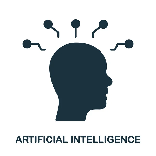 Icona Silhouette Intelligenza Artificiale Human Brain Glyph Pittogramma Tecnologia Digitale — Vettoriale Stock