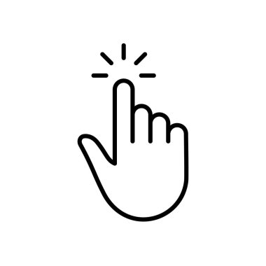 Bilgisayar Faresinin Hareketi 'ne basın. İşaret parmağı siyah çizgi simgesi. İmleç El Çizgisel Pictogram. Tıklayın İki Tuş Tuşu Kaydırma Noktası Taslak Sembolü. Düzenlenebilir Vuruş. İzole Vektör İllüstrasyonu.
