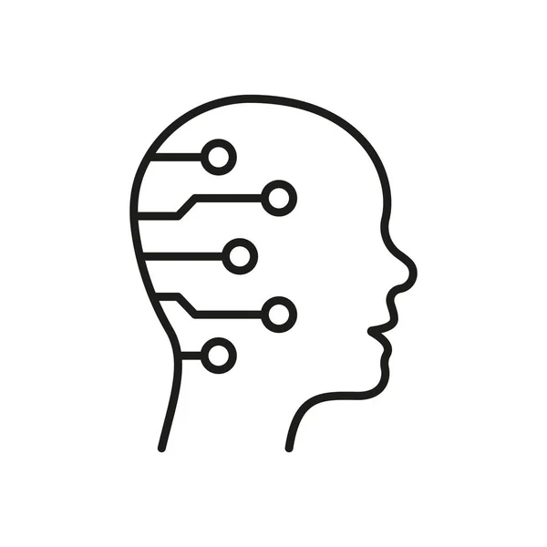 Human Head Con Circuit Black Line Icon Tecnologia Digitale Concetto — Vettoriale Stock