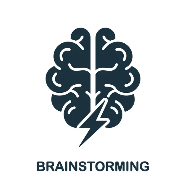 Human Brain Lightning Brainstorming Concept Silhouette Icon Brainstorm Glyph Pictogram — Stock vektor
