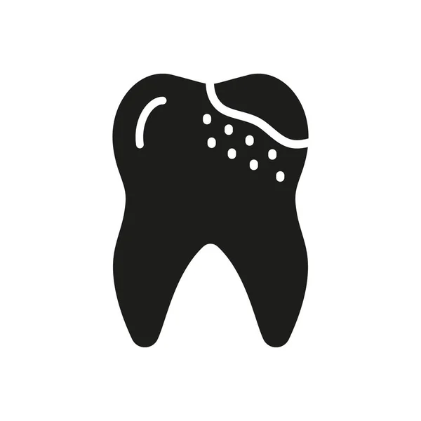 Zahnkaries Silhouette Icon Bad Tooth Health Glyph Piktogramm Zahnschmerzen Schmerzen — Stockvektor