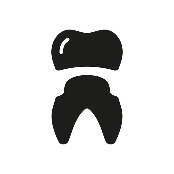 Icono Silueta Corona Dental Implante Protección Dental Pictograma Glifos Cuidado — Vector de stock