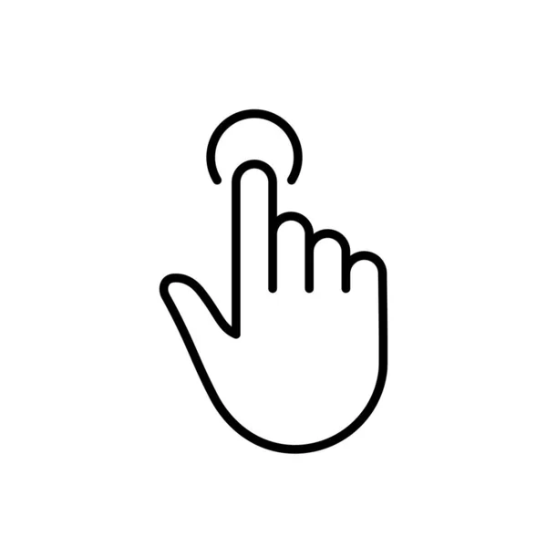 Klicka Gesture Datormus Pointer Finger Black Line Ikonen Markör Hand — Stock vektor