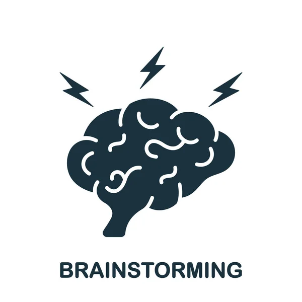 Human Brain Lightning Brainstorming Concept Silhouette Icon Brainstorm Glyph Pictogram — Stock vektor