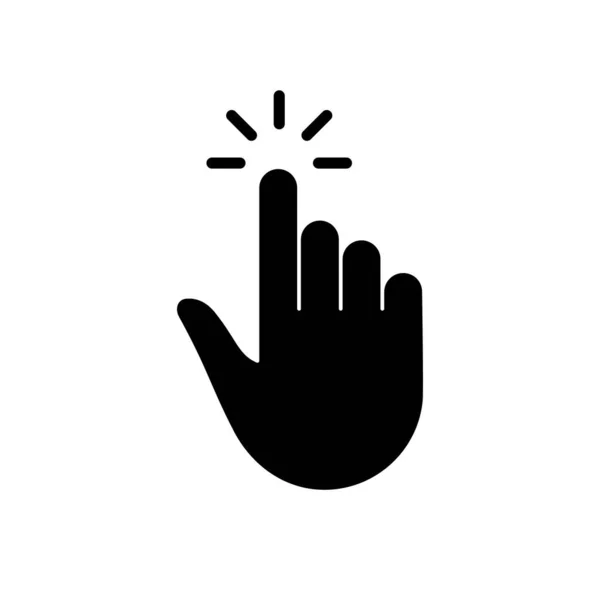 Tryck Gesture Hand Markör För Dator Mus Svart Siluett Ikonen — Stock vektor