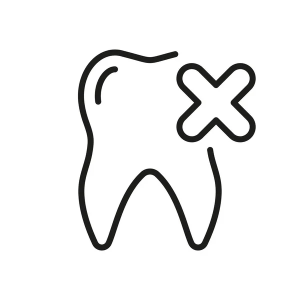 歯列アイコンを削除します 歯科リニアピクトグラムを削除します クロスでモル歯をキャンセルします 口腔ケア 歯の概要シンボル 歯科治療サイン 編集可能なストローク 絶縁ベクトルイラスト — ストックベクタ