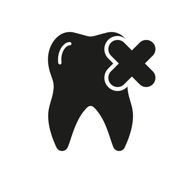 Zahn Entfernen Silhouette Icon Löschen Sie Zahnschmerzen Backenzähne Mit Cross — Stockvektor