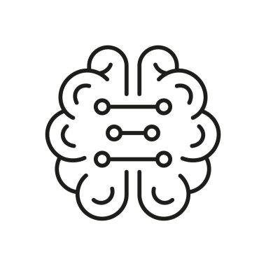 Devreli İnsan Beyni, Dijital Teknoloji Konsepti. Beyaz Arkaplanda Yapay Zeka Sembolü. Teknoloji Bilimi Doğrusal Piktogram. Creative Network Siyah Hat Simgesi. İzole Vektör İllüstrasyonu.