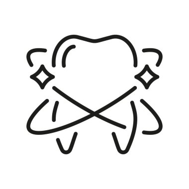 Beyaz Diş Hattı Simgesi. Temiz Sağlıklı Diş, Diş Koruma Çizgisel Piktogram. Ağız temizliği. Diş Hekimliği Sembolü. Diş tedavisi işareti var. Düzenlenebilir Vuruş. İzole Vektör İllüstrasyonu.