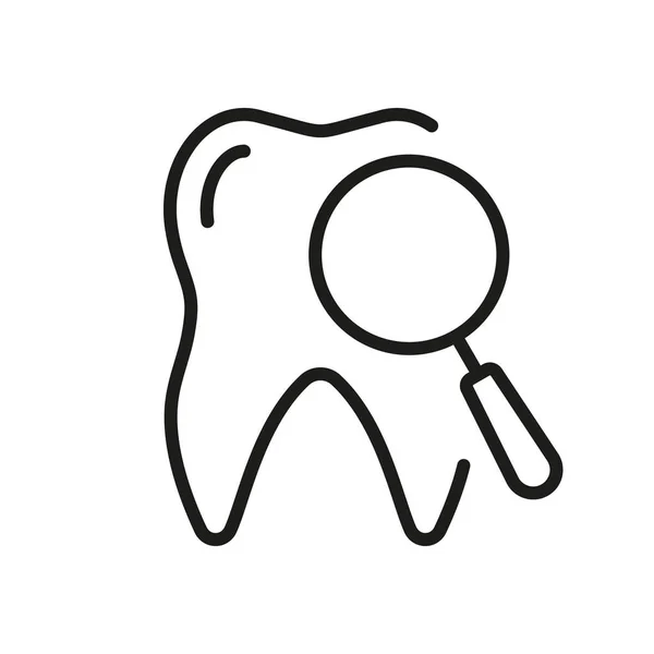 Icono Línea Diagnóstico Dental Lupa Para Dentistas Para Chequeo Dientes — Vector de stock