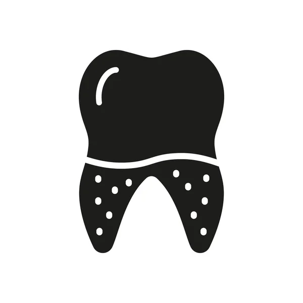 歯学計算シルエットアイコン 欠陥歯 ターター プラークグリフピクトグラム 歯医学疾患 口腔医学の問題 歯科治療サイン 歯のシンボル 絶縁ベクトルイラスト — ストックベクタ