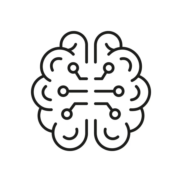 Neurologi Och Artificiell Intelligens Symbol Vit Bakgrund Teknikens Linjära Piktogram — Stock vektor