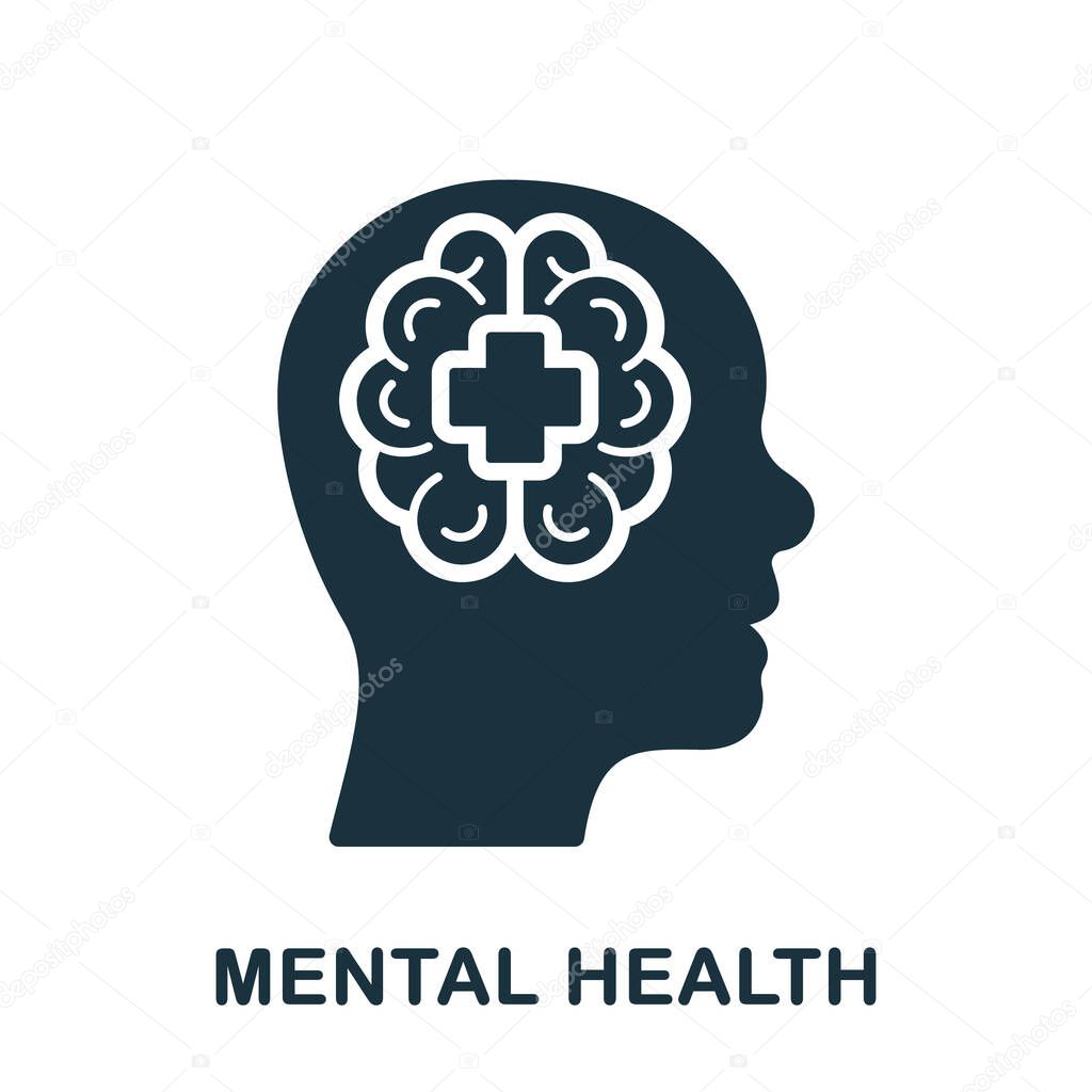 Mental Health Silhouette Icon. Medical Aid for Humans with Psychological Disorder Glyph Pictogram. Psychology Care Solid Sign. Psychiatry Emotional Support Symbol. Isolated Vector Illustration.