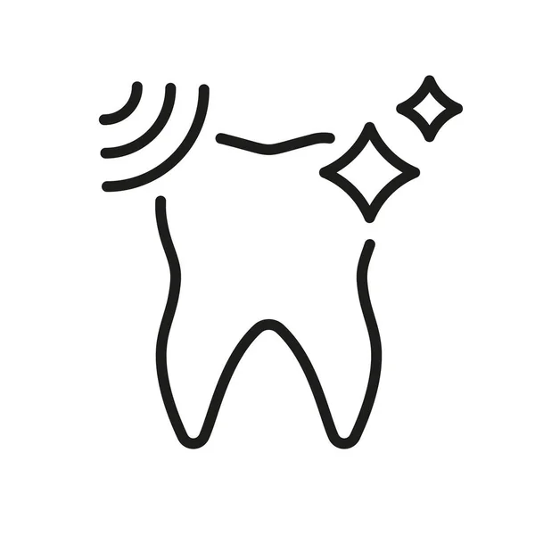 Linha Limpeza Ultrasônica Dental Ícone Clareamento Dental Médico Pictograma Linear — Vetor de Stock