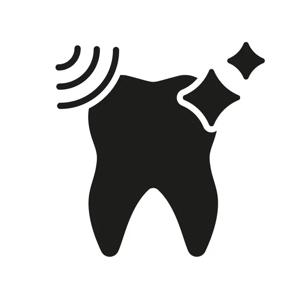 Dental Ultraschall Reinigung Silhouette Icon Glänzende Zähne Parodontales Zahnaufhellungspiktogramm Kieferorthopädische — Stockvektor