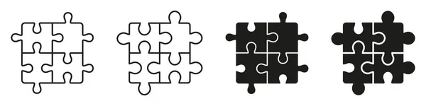 Teamwork Idea Logic Game Combination Solution Symbols Square Jigsaw Parts — Stock Vector