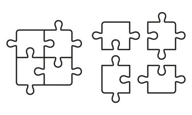 Tamamlanmamış Jigsaw Linear Pictogram. Bulmaca Parçaları Birleştir ve Parçala. Takım çalışması, Strateji, Bütünleşme Ana Hattı İşareti. Oyun Kombinasyon Satır Simgesi Ayarları. Düzenlenebilir Vuruş. İzole Vektör İllüstrasyonu.