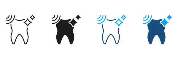 Branqueamento Dos Dentes Cuidados Bucais Higiene Tratamento Dental Conjunto Ícones —  Vetores de Stock