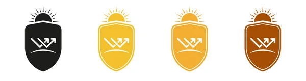 Escudo Para Bloque Rayos Ultravioleta Etiqueta Protector Solar Spf Symbol — Archivo Imágenes Vectoriales