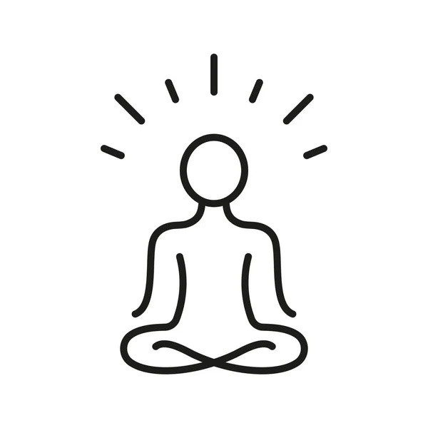 Yoga Slappna Zen Och Meditera Linje Ikon Person Sitter Lotus — Stock vektor