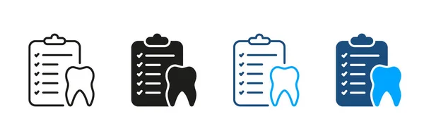 Пиктограмма Зубов Dental Checkup Silhouette Line Icons Set Список Зубов — стоковый вектор