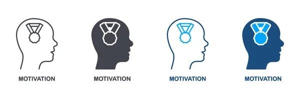 Motivasyon Geliştirme Teşvik Silüeti Satır Simgesi Ayarları Koç Motivates Şampiyon — Stok Vektör
