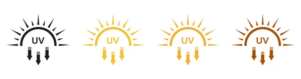 Skin Protect Perigo Pictograma Luz Solar Bloquear Radiação Solar Raios —  Vetores de Stock
