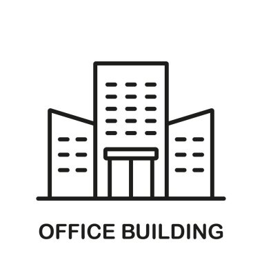 Office Building Line Simgesi. Emlak işi lineer Pictogram. Residential House İnşaat Ana Hattı Sembolü. Şehir Apartmanı, Şirket Cephesi İşareti. Düzenlenebilir Vuruş. İzole Vektör İllüstrasyonu.